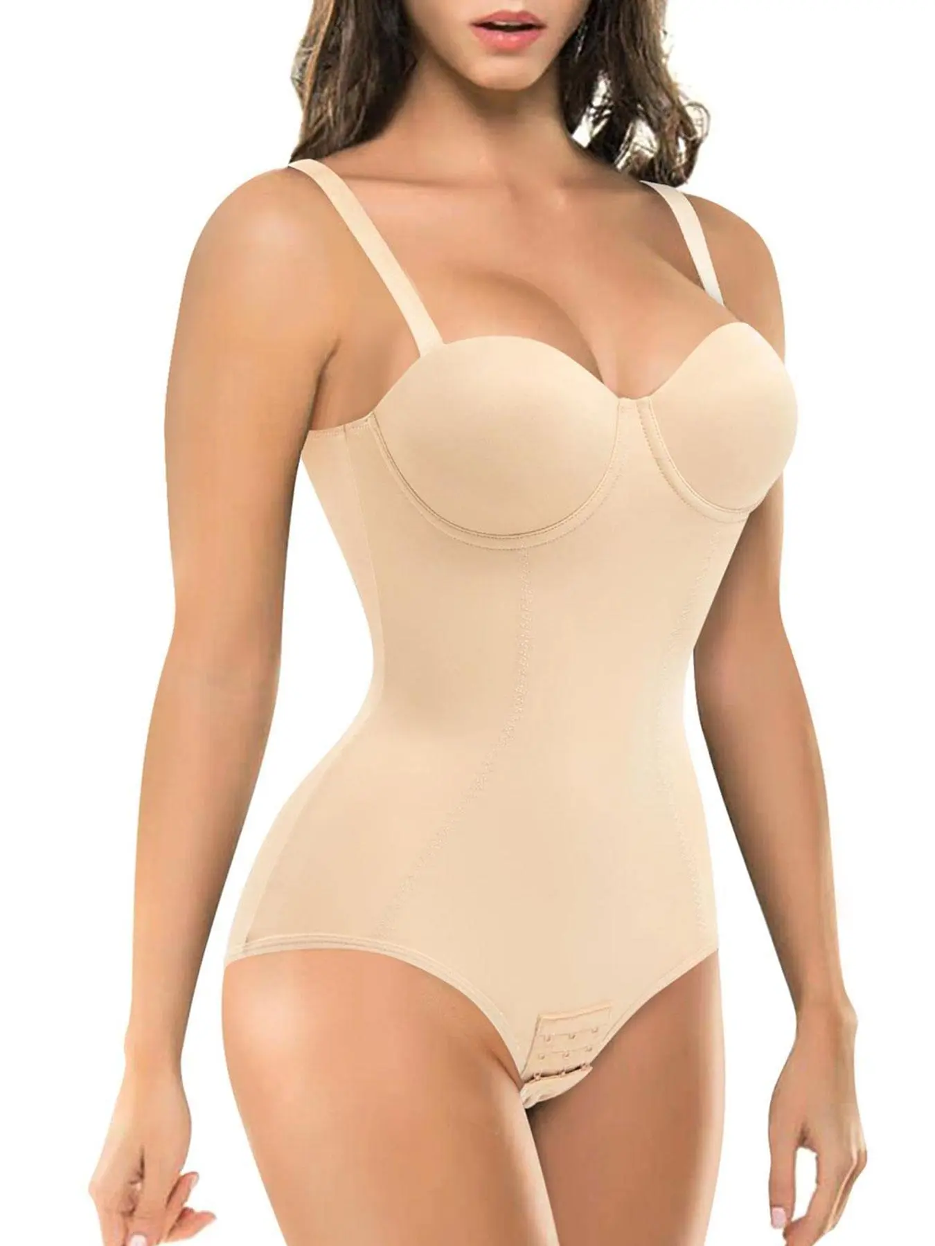 Women's Cut Out Backless Shapewear Bodysuit, Solid High Waist Cami Shapewear For Daily Wear, Women's Shapewear Clothes For All Seasons, Built in Shaper