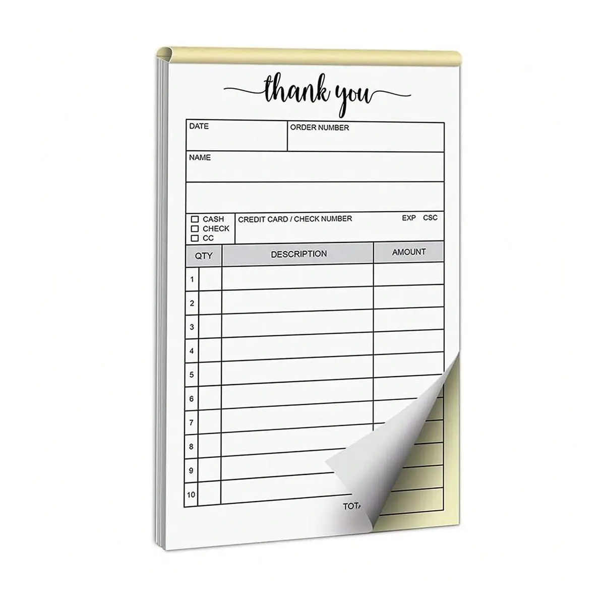 100 Pages Thank You Receipt Book, and Dual-Sided Non-Carbon Sales Receipt Pad, Suitable for Various Businesses