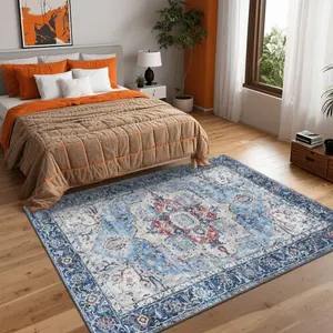Exquisite Square Printed Velvet Carpet: Versatile Decoration for Indoor Home and Commercial Use, Multiple Sizes Available, Machine Washable, Soft and Shedding-resistant, Convenient and Practical.