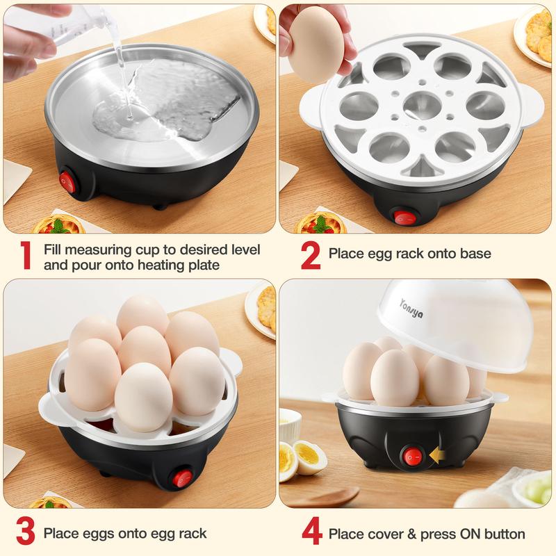 Yonsya Rapid Egg Cooker 7 Egg Capacity Electric Egg Cooker for Hard Boiled Eggs Poached Scrambled Omelets with Auto Shut Off Feature Black Yonsya Rapid Egg Cooker 7 Egg Capacity Electric Egg Cooker for Hard Boiled Eggs Poached Scrambled Omelets with Auto Shut Off Feature Black