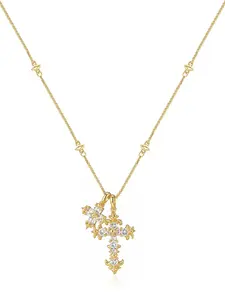 iris flower cross long necklace 'Light of Faith' shines around the neck. Skin-friendly and hypoallergenic material, a Christian symbol, highlighting the blend of faith and beauty. A gift suitable for both men and women.Father's Day gift