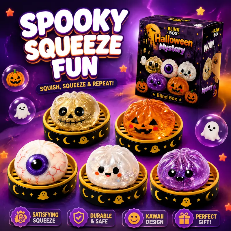 Halloween Ghost Dumpling Squishy Toy, Soft Slow Rising Sensory Fidget Toy, Cute Spooky Squeeze Stress Relief Gift, Fun Halloween Party Favor for Kids Adults