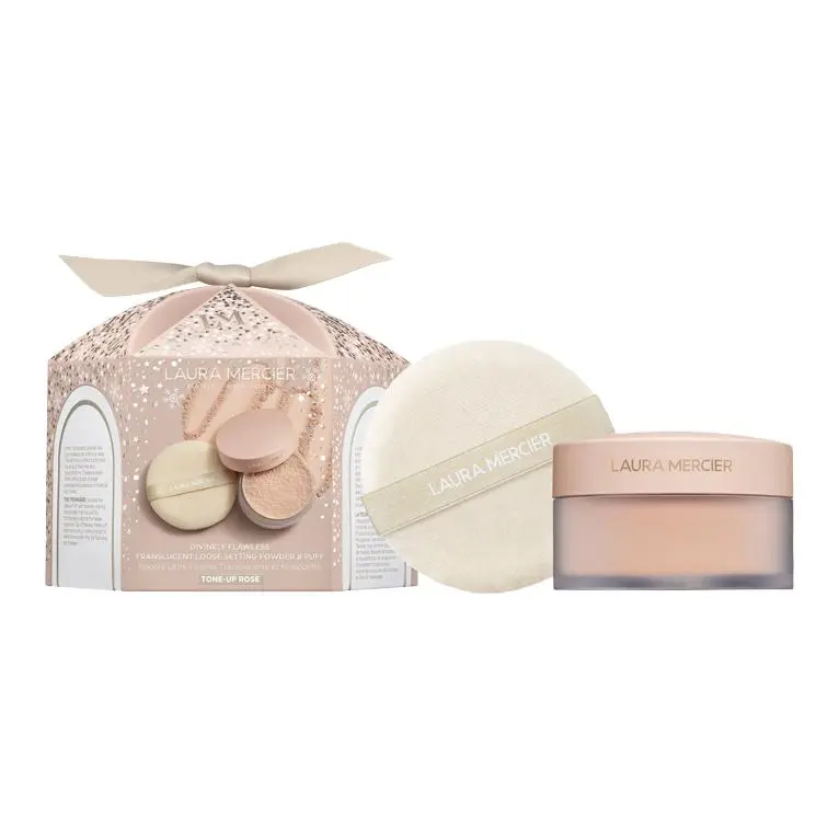 LauraMercier Rose Loose Powder Makeup Sets Natural No Transfer 29g+Puffs
