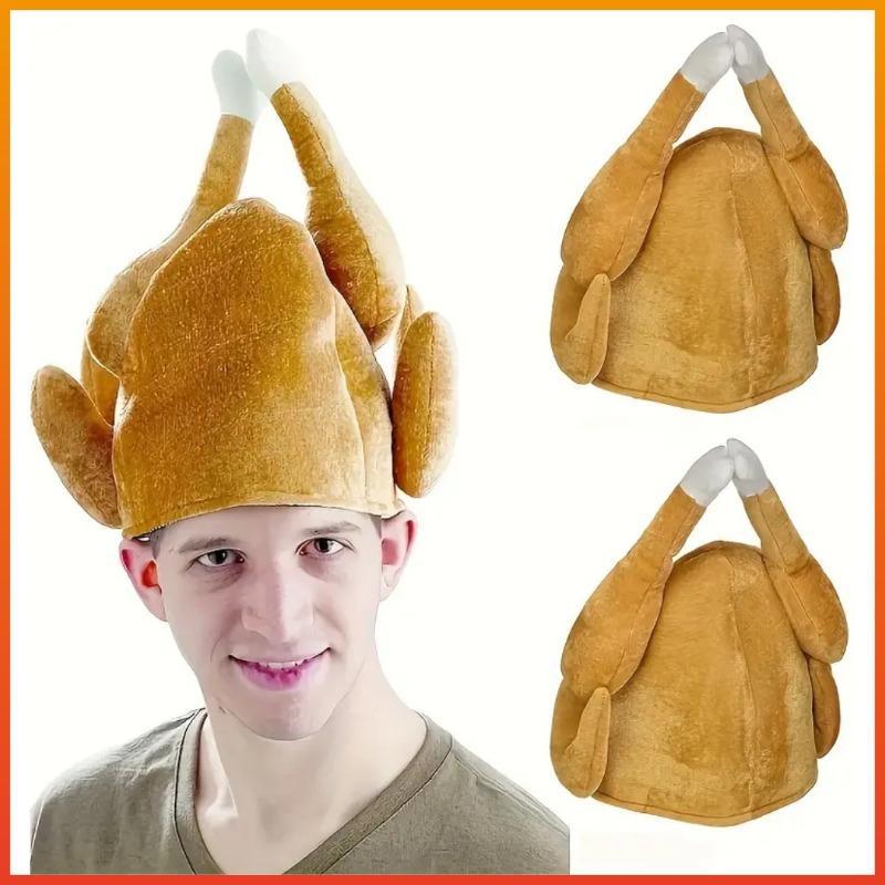 1pcs Funny Carnival Chicken Leg Hat Christmas Thanksgiving Decoration Turkey Hat Adult Carnival Hat Halloween Party Festive Cap