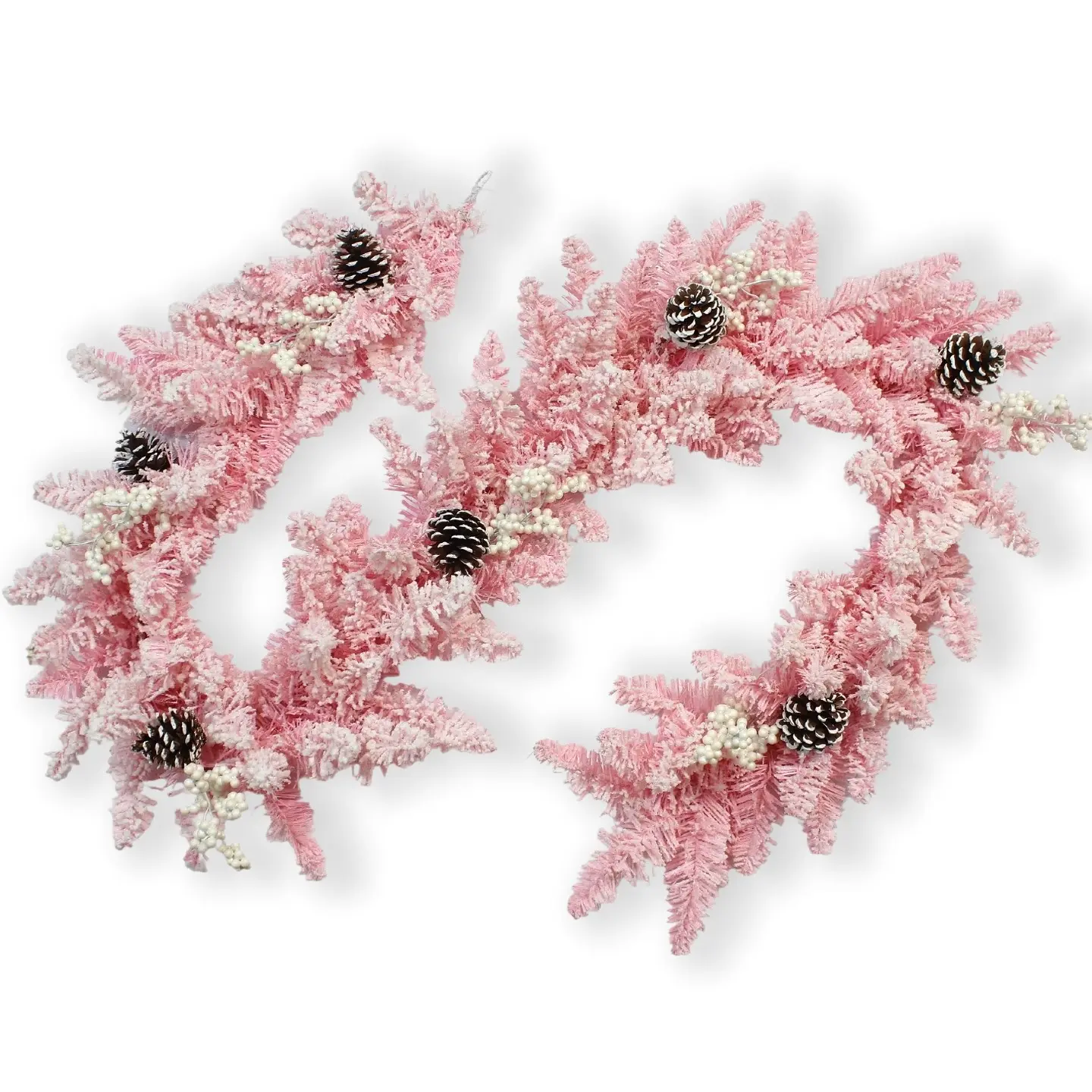 6ft Artificial Christmas Garland, Winter Pine Snowflake Decor, Realistic Pinecones and Berries, Ideal for Stairs, Doors, Fireplaces, Weddings, Birthdays