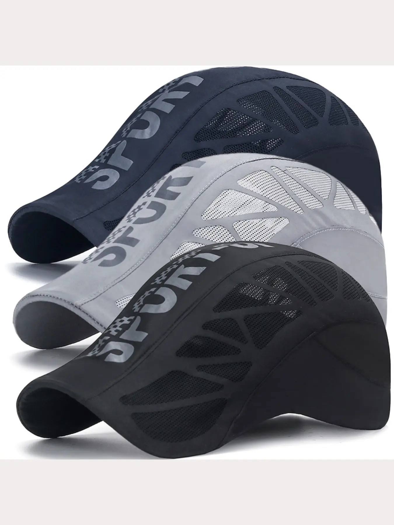 Men's Quick-Dry Sun Protection Baseball Cap 3-Pack, Breathable Mesh Visor, Summer Outdoor Sports Hat, Running Fishing Cycling, Summer Running Caps
