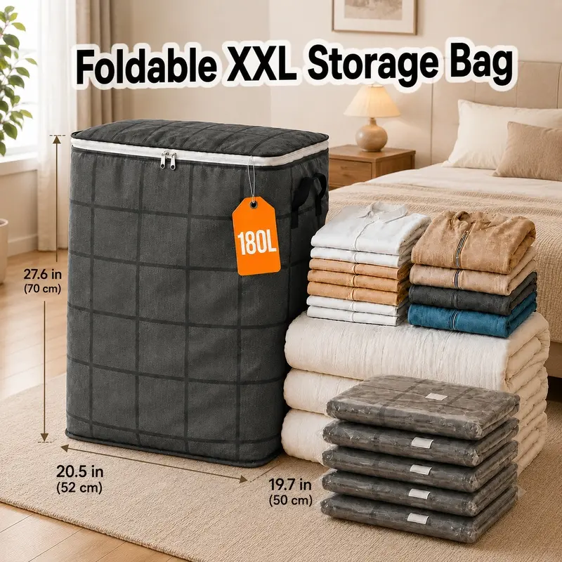 Extra Large Heavy Duty Moving Storage Bags with Backpack Straps & Reinforced Handles, Zipper Dustproof Organizer for Clothes Bedding Travel, Ideal for College Dorm Closet & Home Organization