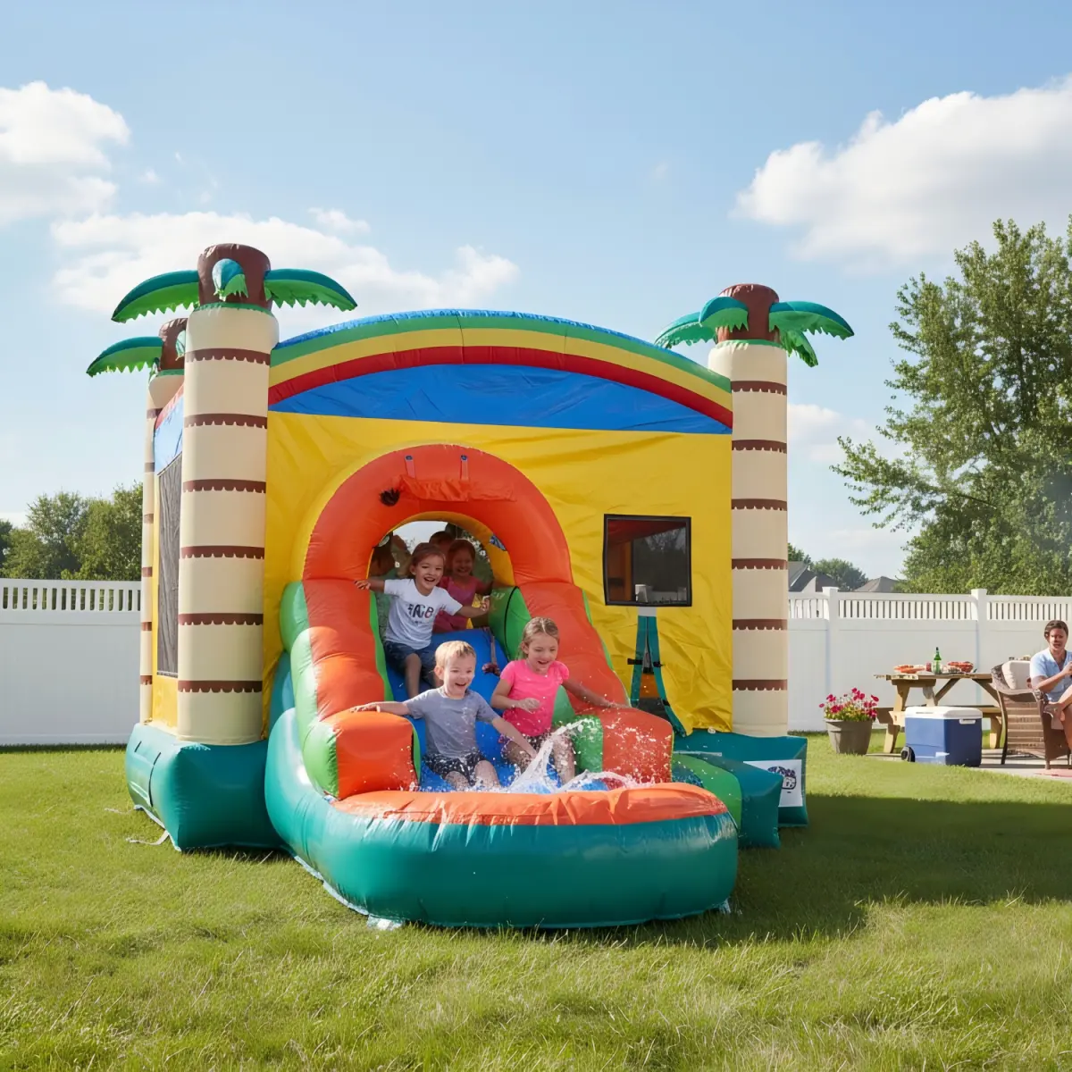 Aobtkel17FT x 12FT Jungle Adventure Bounce & Water Slide Combo(2-in-1 Dry/Wet) with Blower