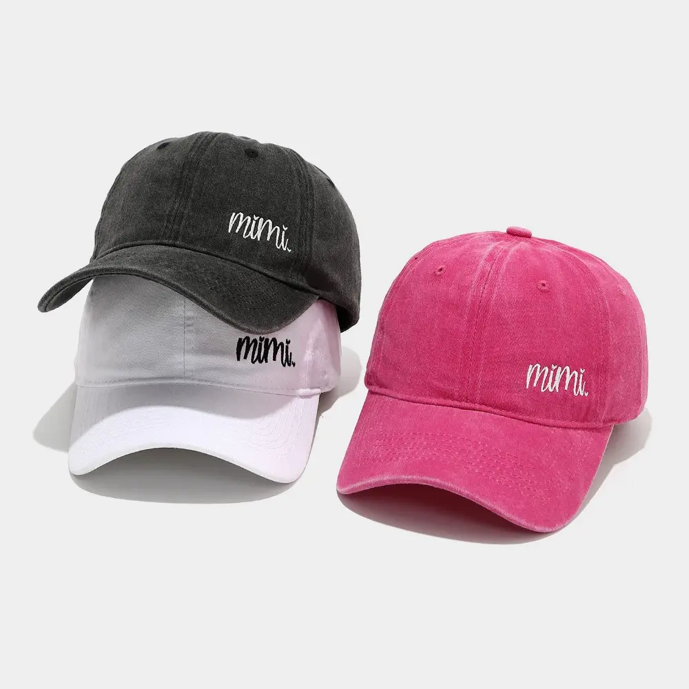 Vintage Washed Cotton Mimi Script Embroidered Baseball Cap for Women • Y2K Soft Girl Coquette Dad Hat tiktokshopbacktoschool