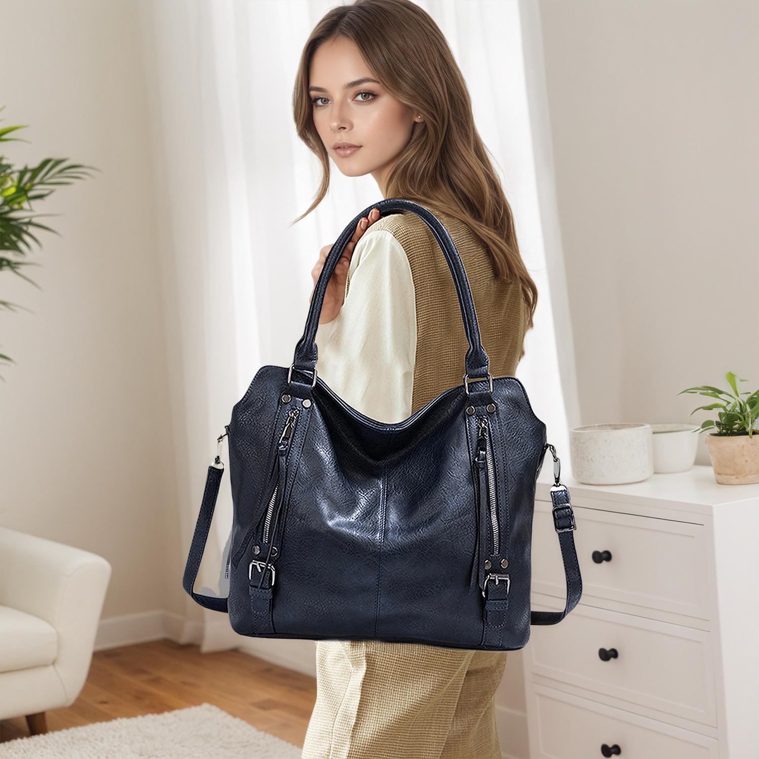 2pcs Hobo Tote Bags for Women Handbags Purse Ladies Shoulder Bags Versatile Styles Elegant Texture Durable Design for Thanksgiving & Christmas Gifts