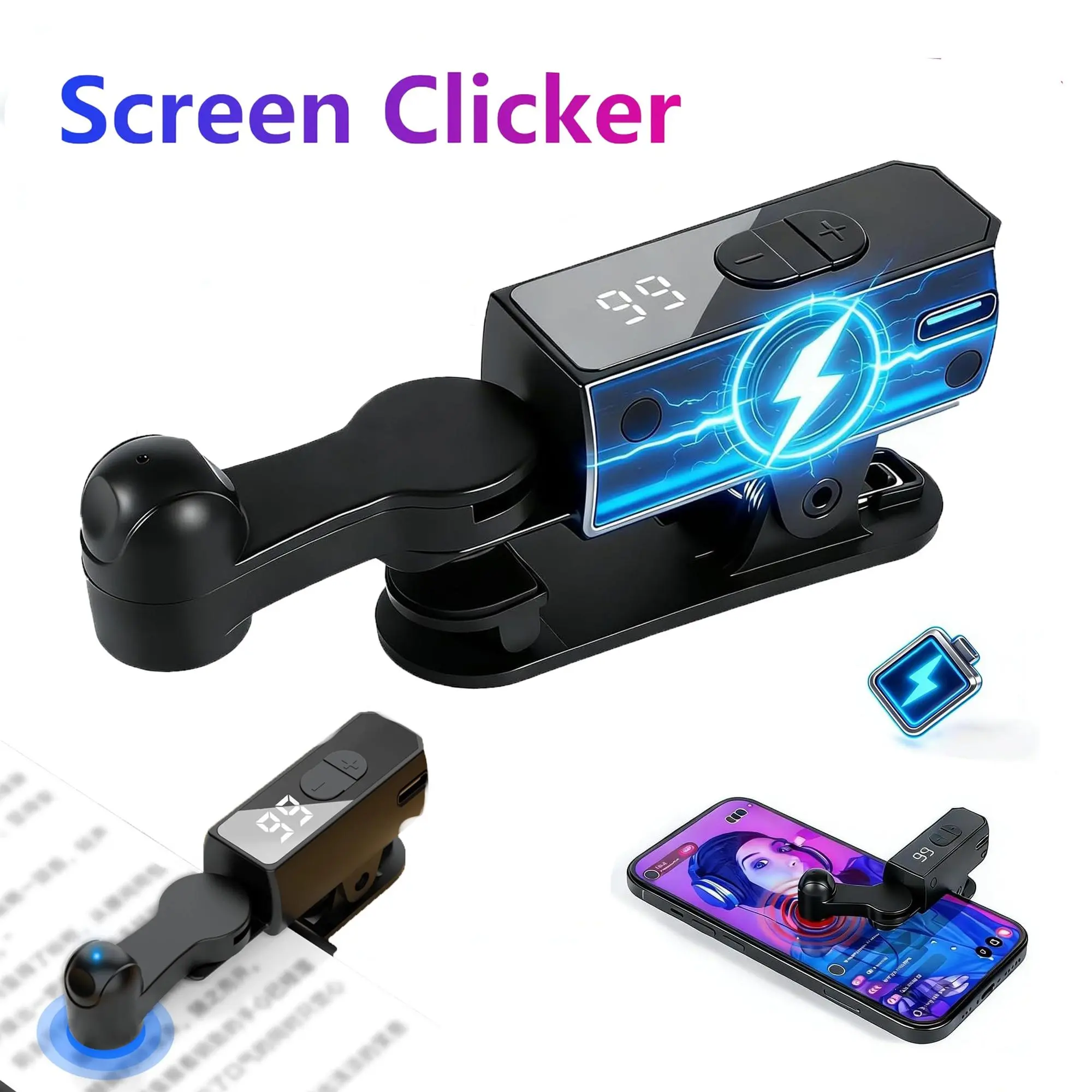 Upgraded Portable Auto Clicker for iPhone iPad Android with Built-in Battery 4-8 Hours Life Hands-Free Silent Operation for TikTok Live Gaming
