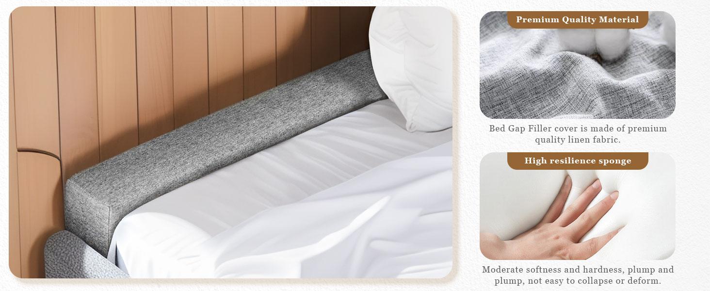 Bed Gap Filler,High-Density Bed Crack Filler with Removable Cover,Mattress Extender for Headboard Gap,Spacer Filler Between Mattress and Wall,Bed Wedge Gap Filler,Beige,78"x6"x6",King