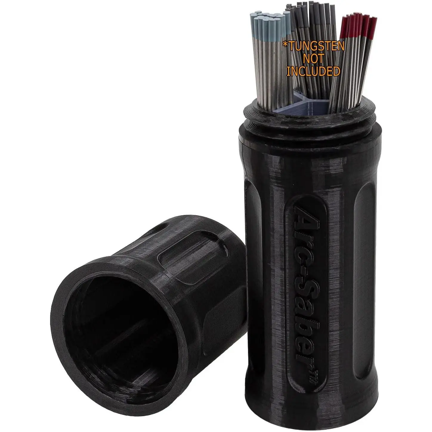 Arc-Saber Tungsten Electrode Storage Solution, Super-Sized with HDPE Plastic Base, Tungsten Rods Divider Set