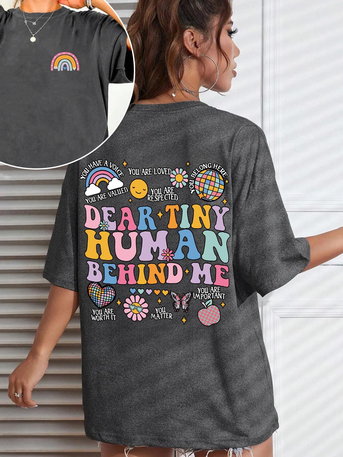 Women's Rainbow & Letter & Floral Print Round Neck Graphic Tee, T Shirts for Women, Vintage Trendy Boho Casual Summer Streetwear Short Sleeve T-shirt for Daily Wear, Ladies Summer Outfit Womenswear Apparel T Shirt