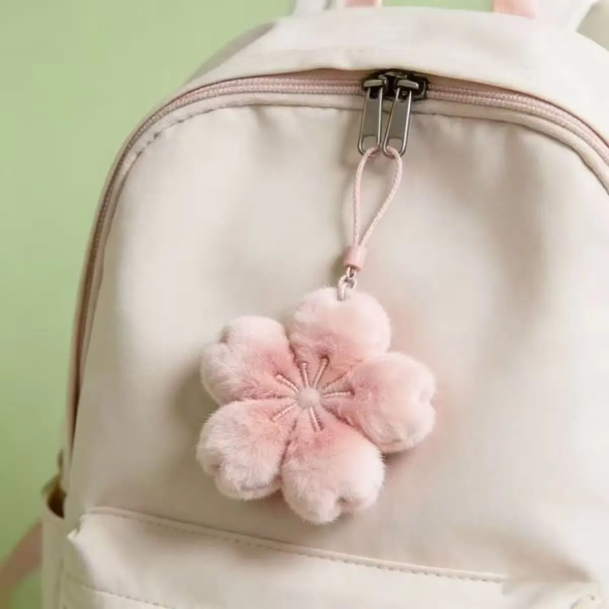 Cherry Blossom Bag Charm, Decorative Keychain Pendant, Cute Little Doll, Healing Small Accessory Key Ring, Adorable Key Fob