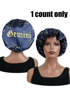 Zodiac Sleep Hat Wide Brim Design, Satin Hair Protection Cap, Comfortable Fashion for Night and Daily Use, Stylish and Practical