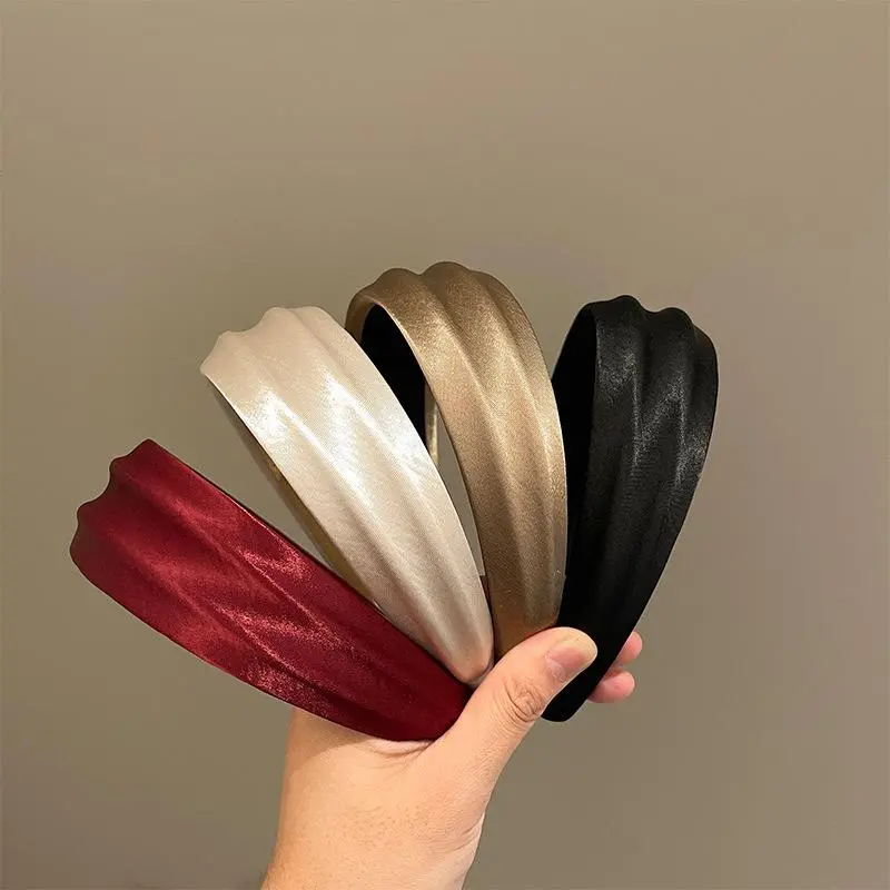 Pearlescent Wavy Satin Padded Headbands for Women, Elegant Anti-Slip Accessory for Office Outfits & Corporate Wear, Available in 4 Neutral Colors, Office Outfits Women, Corporate Office Wear