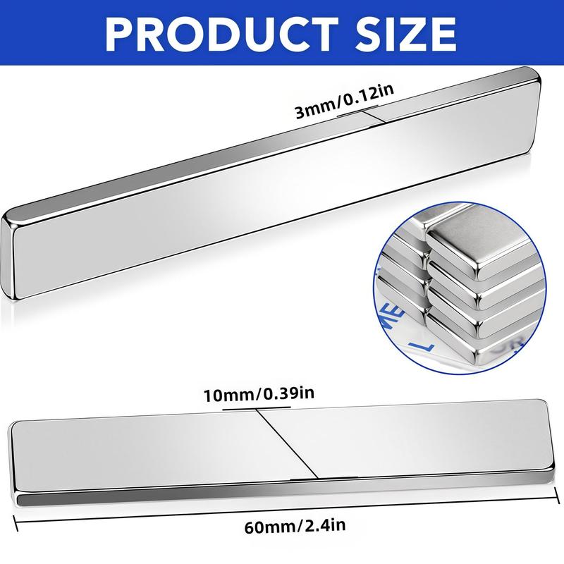 Neodymium Magnet, 6 Counts Waterproof Strong Magnet Strip with Sticky Backing, Rare Earth Small Magnet Strip for Fridge, DIY, Craft, Science