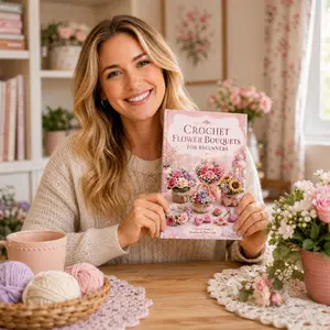 Everlasting Crochet Flower Patterns Book, Complete Beginner-Friendly Guide to Creating Beautiful Floral Arrangements, Keychains & Accessories
