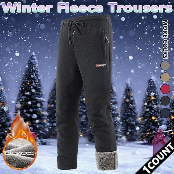 Men's Thermal-Lined Fitness Trousers - Comfortable Solid Color Jogger Trousers, Skin-Friendly Soft Fabric, Pockets, Cold Weather Men's Bottoms Pants for Outdoor Walks, Climbing, Machine Washable