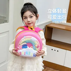 Graduation Season 3D Hard Shell Cartoon Rainbow Unicorn Backpack for Toddler, Light Up Cute Double Shoulder Bag for Kindergarten Boys Girls Ages 3-6, Trendy LED Light Baby School Bag for Preschool Travel