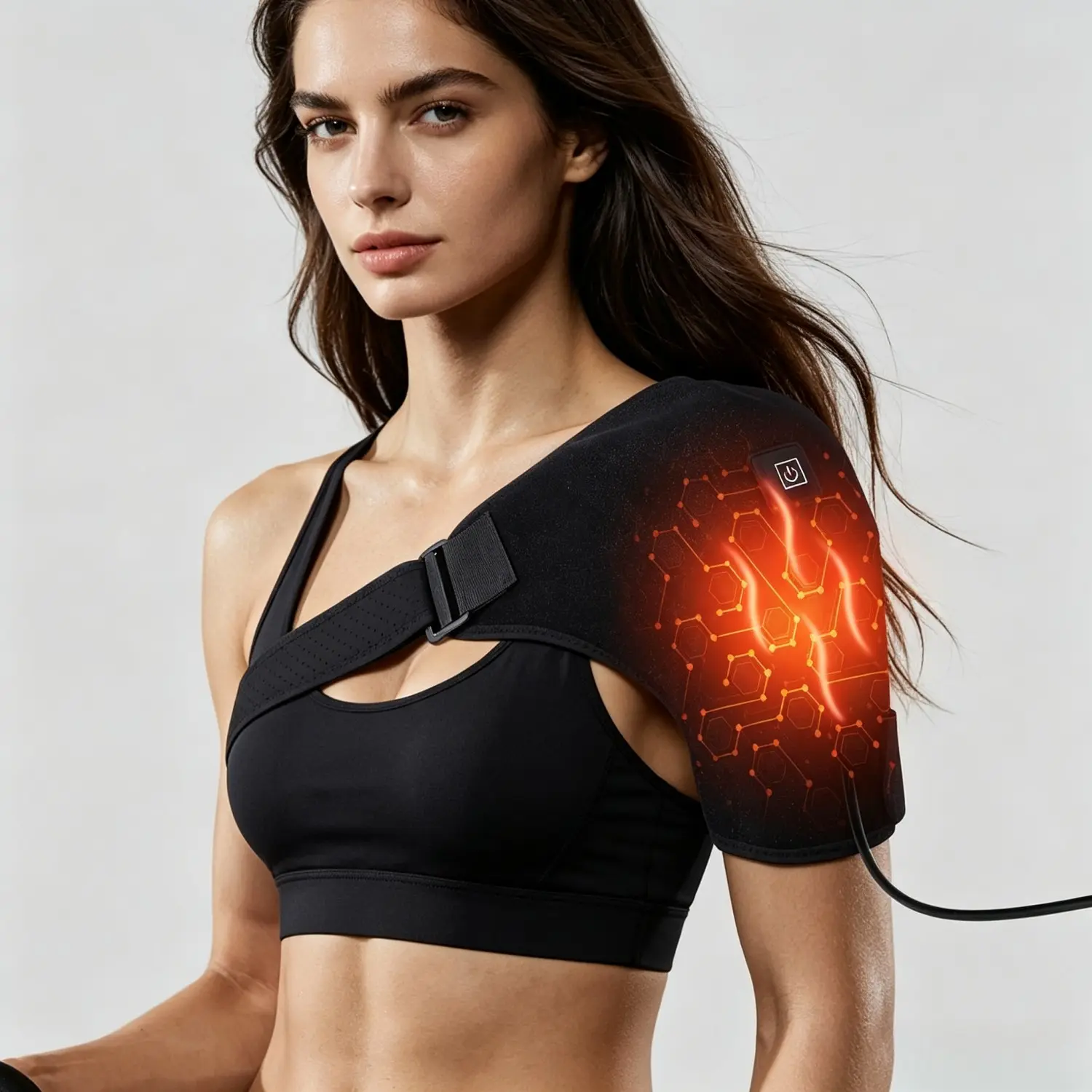 Heating Shoulder Brace, Adjustable Straps, Three-Temperature Settings, Ideal for Fitness and Home Relaxation, 1 Piece Set