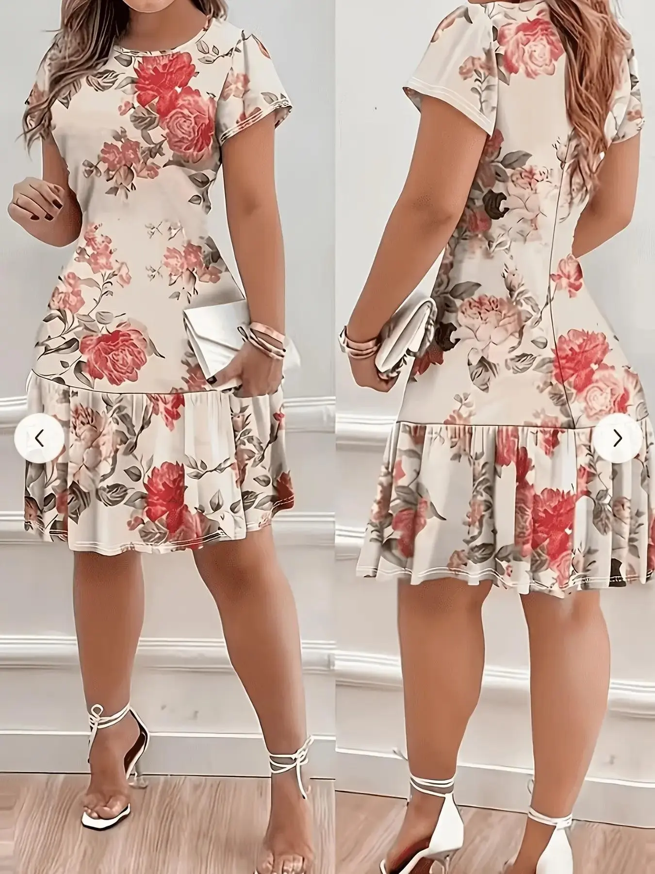 New Women's Casual Full Print High Elasticity Dress, Comfortable and Stylish, Perfect for Daily Wear, Trendy Fashion Choice
