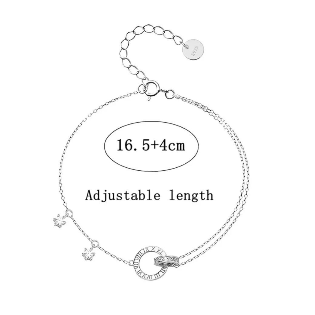 S925 Sterling Silver Roman Numeral Bracelet for Women Double Layer Retro Luxury Jewelry Gift for Girls
