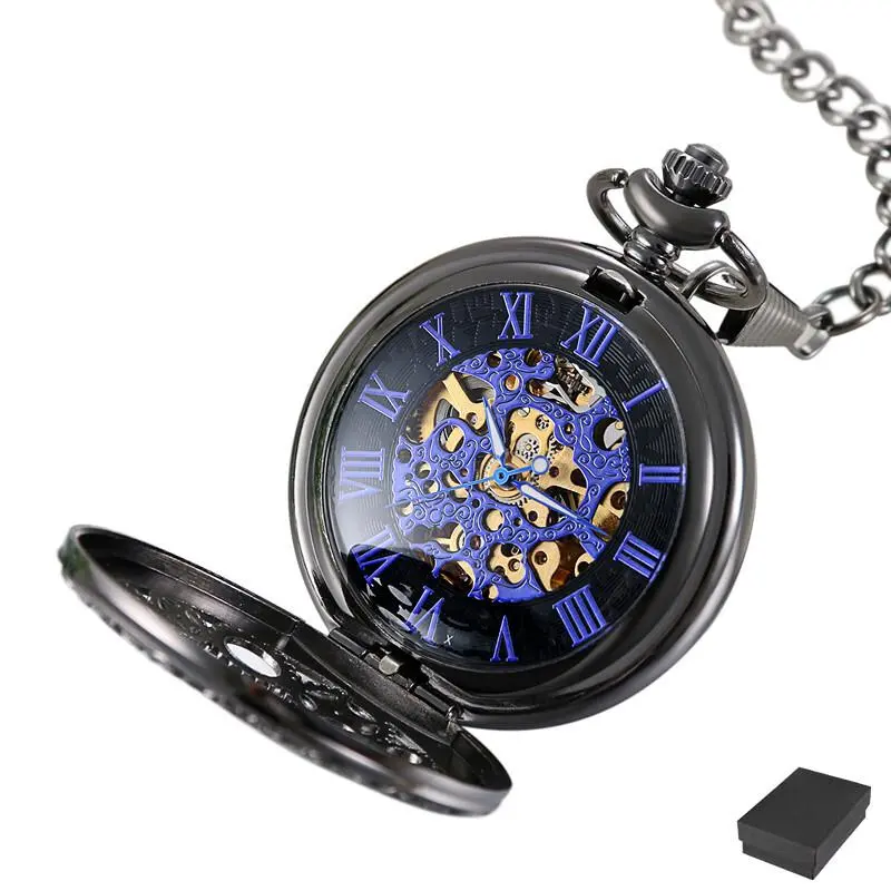 Steampunk Skeleton Pocket Watch for Men, Vintage Hand-Winding Mechanical Gear Design, Double Wearable with Sweater Chain, Best Gift Idea, Gear-Based Mechanical Pocket & Fob Watches, Double Wearable Pocket & Fob Watches, Chain Link Pocket & Fob Watches