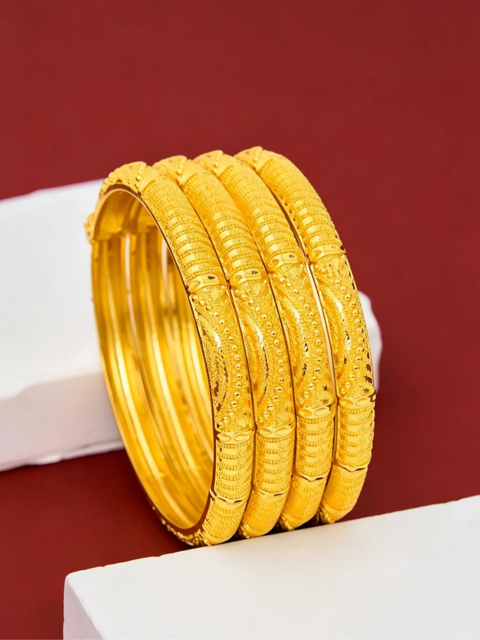 Middle Eastern Bridal Bangle Set, Adjustable Wedding Stacking Bangles for Women