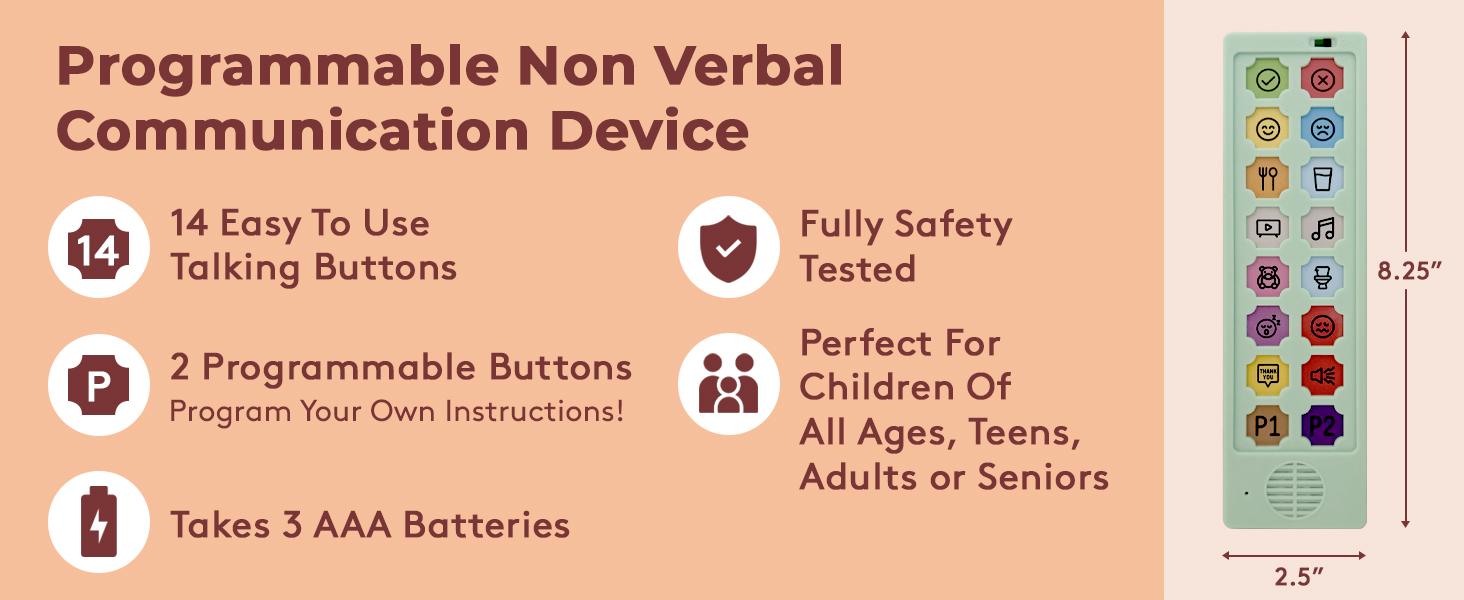 Device for Autism & Speech Therapy.Non Verbal Communication Tools for Kids & Adults.Programmable AAC Communication Device.Alternative to Autism Communication Cards & PECS Cards for Autism