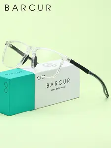 BARCUR Ultra Light Anti Blue Light Glasses, Pc Anti Slip Nose Support, Square Frame, Daily Tv Watching, Gaming, Computer Glasses Reduce Blue Light
