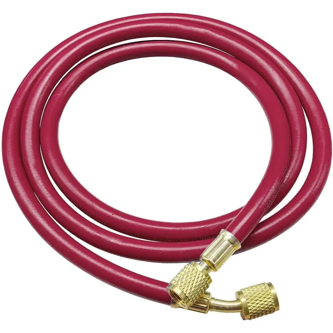 Red High-Pressure HVAC Refrigerant Hose, 60-Inch Manifold Gauge Tube for Air Condition System, 1/4" SAE Thread Flare Charging Hose, 800 PSI Working Pressure for R134A R410A R22 (Ideal for HVAC Work)