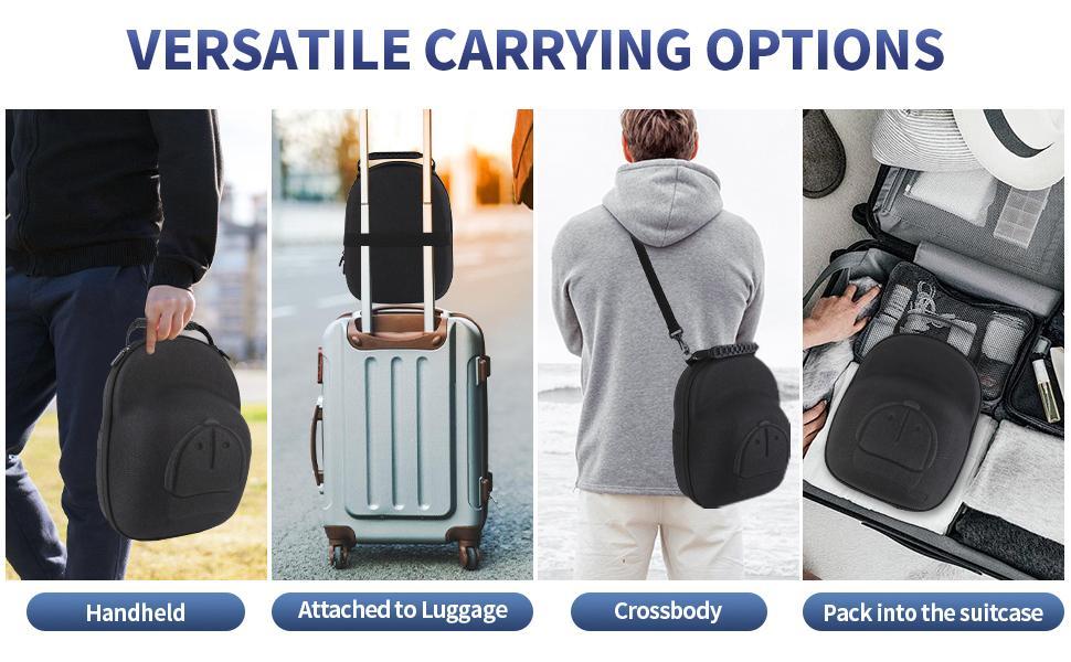 SUNDAY MIRTH Hat Travel Case, Hard Hat Carrier Organizer with Clip & Glasses Storage, Holds 6 Baseball Caps for Home/Travel - Black