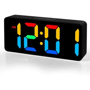Small Digital  Clock for Bederoom, Large Big Numbers Display with Brightness Dimmer, , Snooze,12/24Hr,Adjustable Volume Loud Bedside  Clock for  Teens Boys Girls (Black)