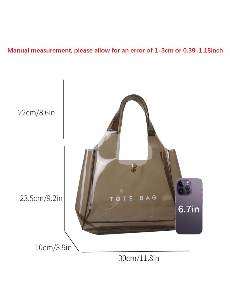 Transparent Tote Bag, Fashionable Large Capacity Shoulder Bag for Women, Casual Trendy Versatile High-quality Daily Commuting Bag, Girl Fashionable Bag