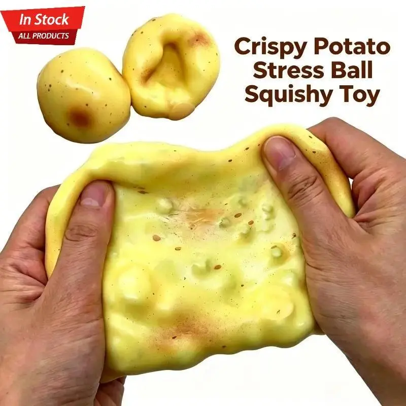 Crunchy Squishy Potato Stress Ball Squeeze Toy Crispy Potato Squishy Fidget Ball Handmade Round Blocks Filled ASMR for Adult