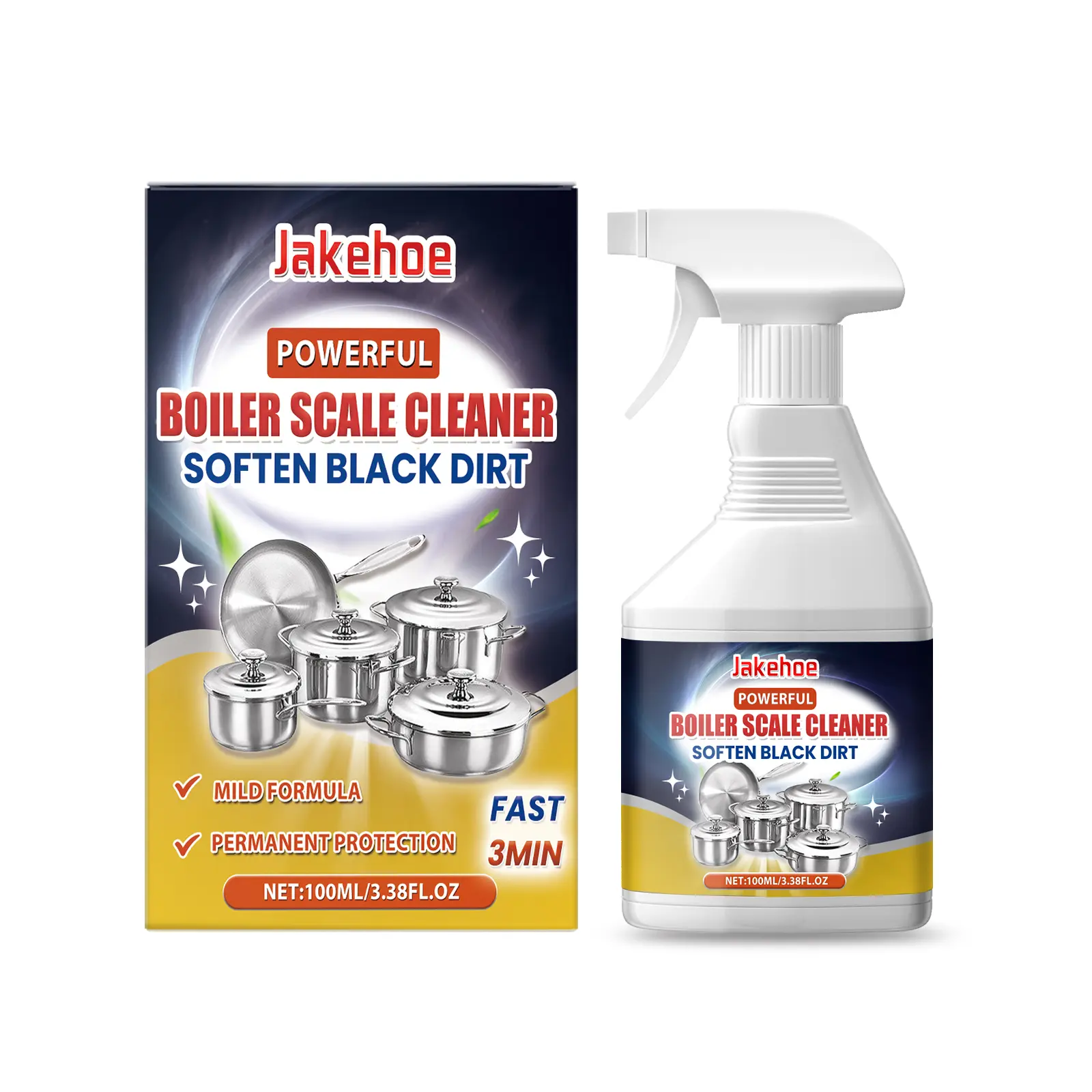 Pot Bottom Black Stain Remover Liquid Detergent Spray - Multi-Purpose All-Surface Kitchen Cleaner for Stoves, Household Kitchen Utensils, Grease