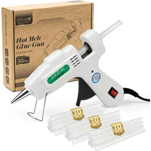 SHJADE Mini Hot Glue Gun Kit with 30 Glue Sticks - Fast Preheating Hot Melt Gun, High Temp for School Crafts DIY Arts and Quick Home Repairs(White)