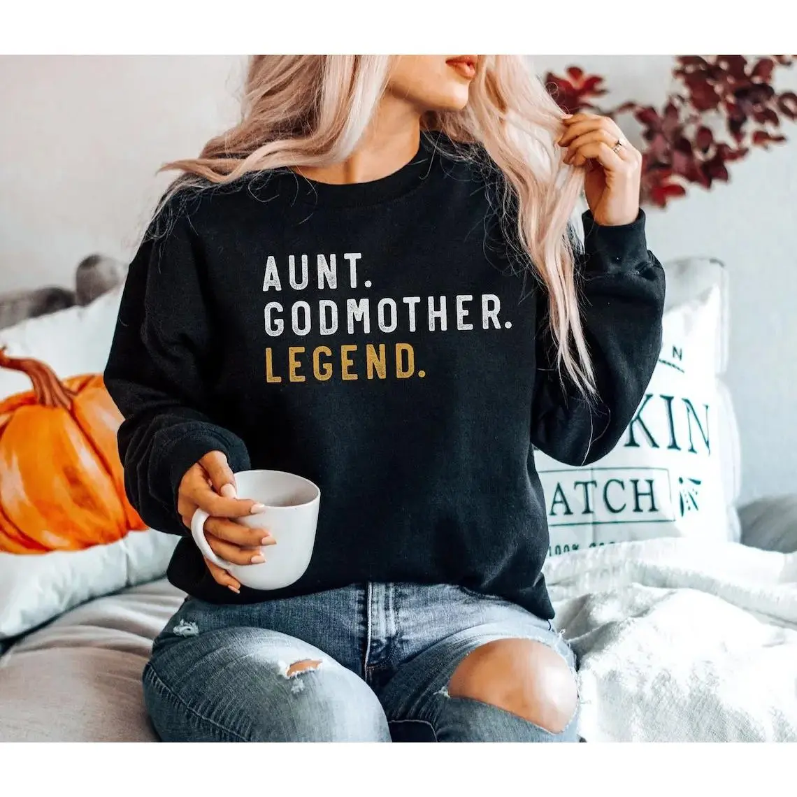 Aunt Godmother Legend Sweatshirt, Funny Godparent Sweater Gift, Aunt Gift, Godmother Sister In Law Gift Comfort Cotton Womenswear Hoodie