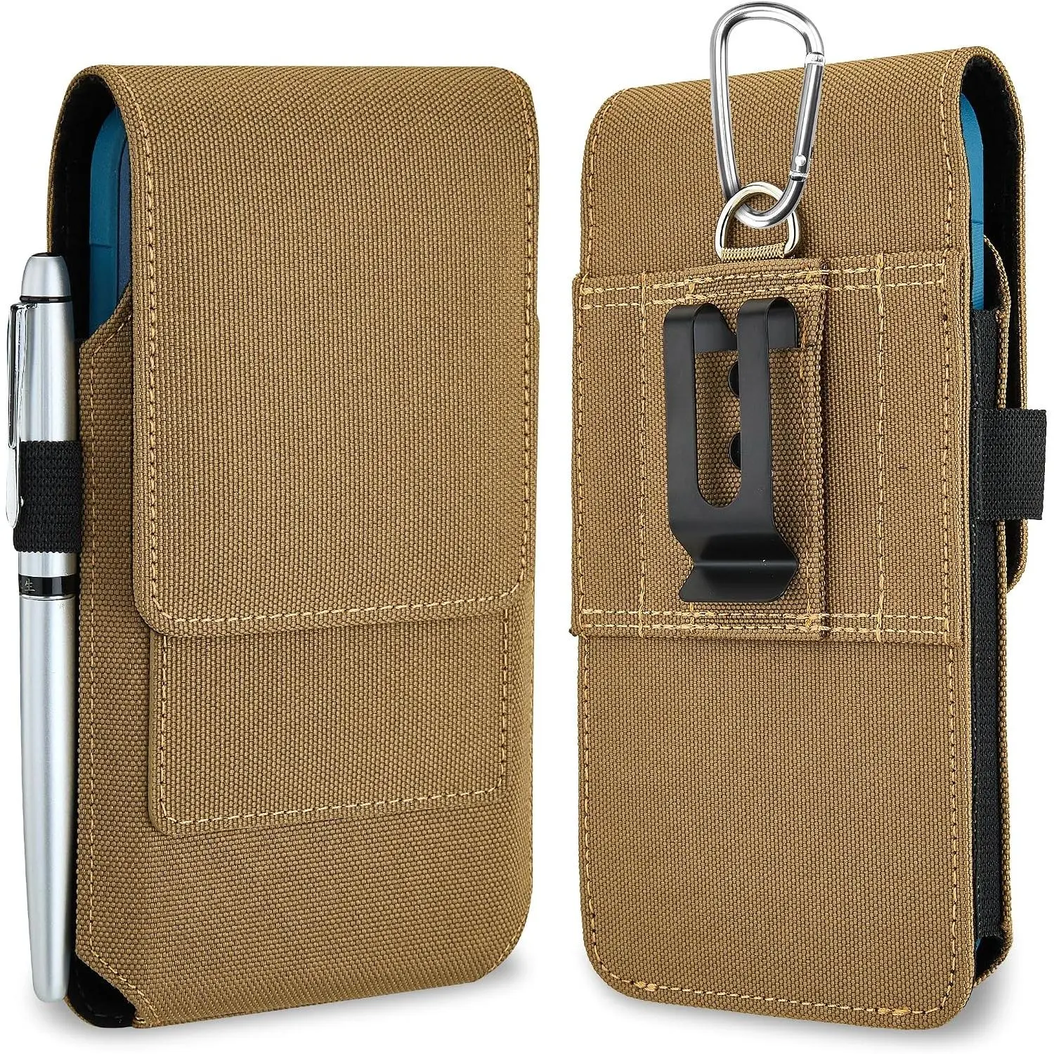 Nylon Holster Compatible with Galaxy S25 Ultra S24/S23/S22/S21/S20 Ultra A17 A16   G56 G Power Cell Phone Belt Holder for Men - Khaki