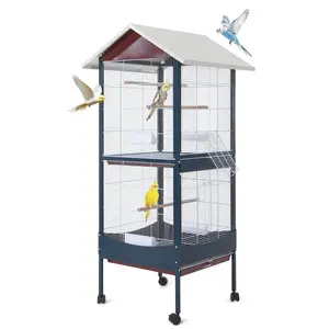 Bird Cage, 66''H Extra Large Bird Cage, w/Removeble Tray, Waterproof Roof, Easy to Clean, Lockable Caster, Indoor& Outdoor Use for Conure,Macaw,Budgie,Cockatiel,Parakee