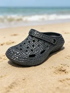 1 Pair Couple Solid Textured Elevated Clogs | Minimal Fluid Aesthetic One-piece Flexible Eco EVA Round Anti-collision Toe Anti-slip Gripping Sole Match All Casual Outfits For Summer OOTD Beach Park Pool Light Outdoor Trip