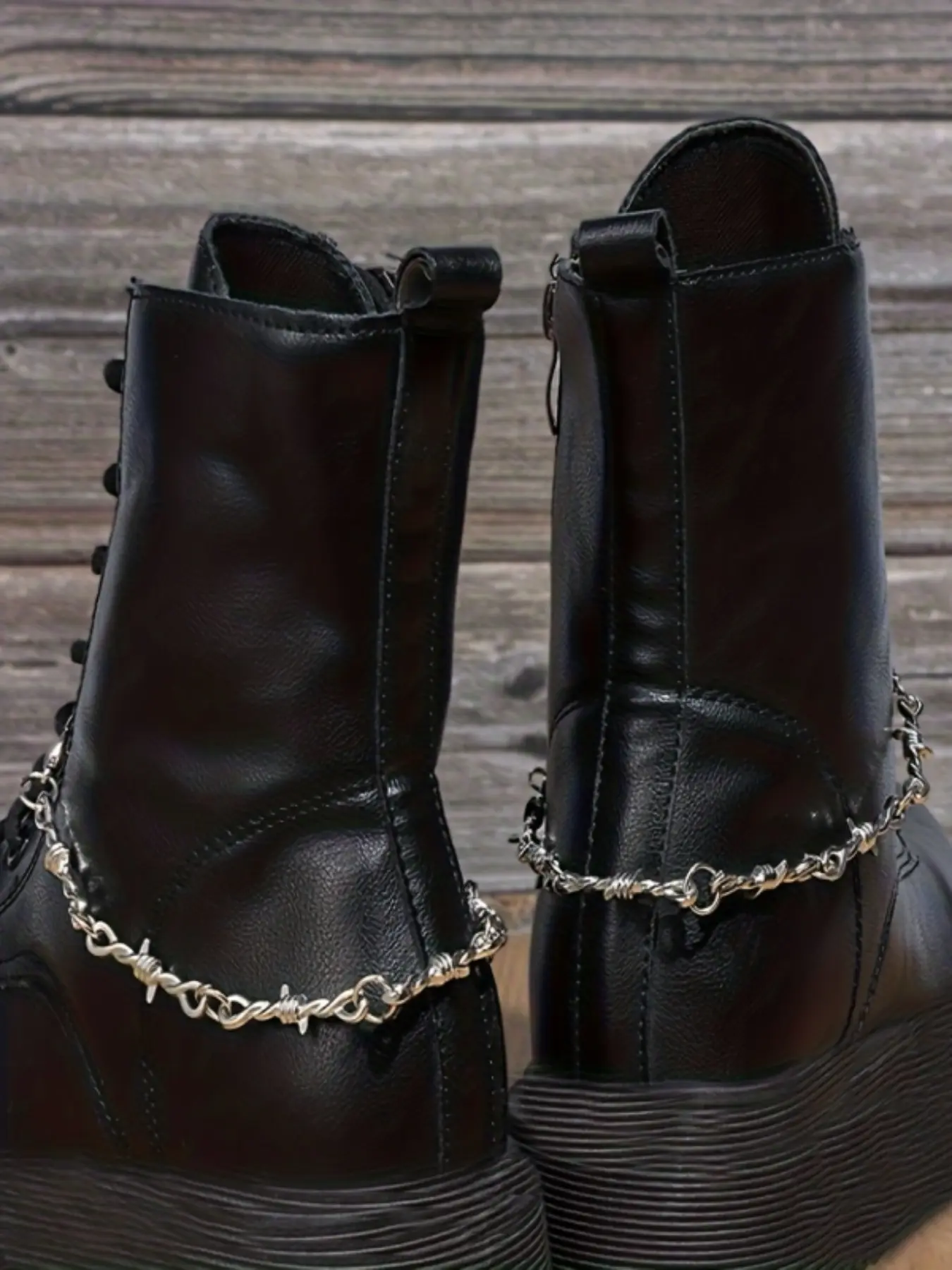 2pcs Thorn Chain Shoe Decorations, Detachable Punk Gothic Shoe Accessories, Plain Design, All Seasons, Fashionable Footwear Add-Ons