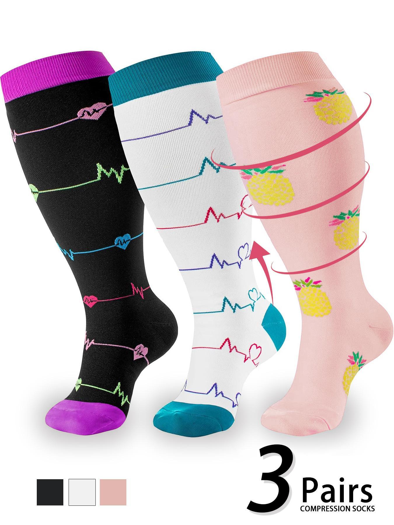 Plus Size Compression Socks, Sports Socks for Women & Men, Breathable Comfortable Socks for Running, Nurses, Pregnant Women, Breathable Comfy Socks