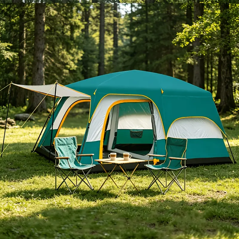 A 4/6/10-person Camping Tent with Extra-large Space; American-style Family Tent That Is High Quality,, Windproof, And UV-resistant; Features Multiple Ventilation Mesh Windows; Suitable for Various Scenarios And All Four Seasons