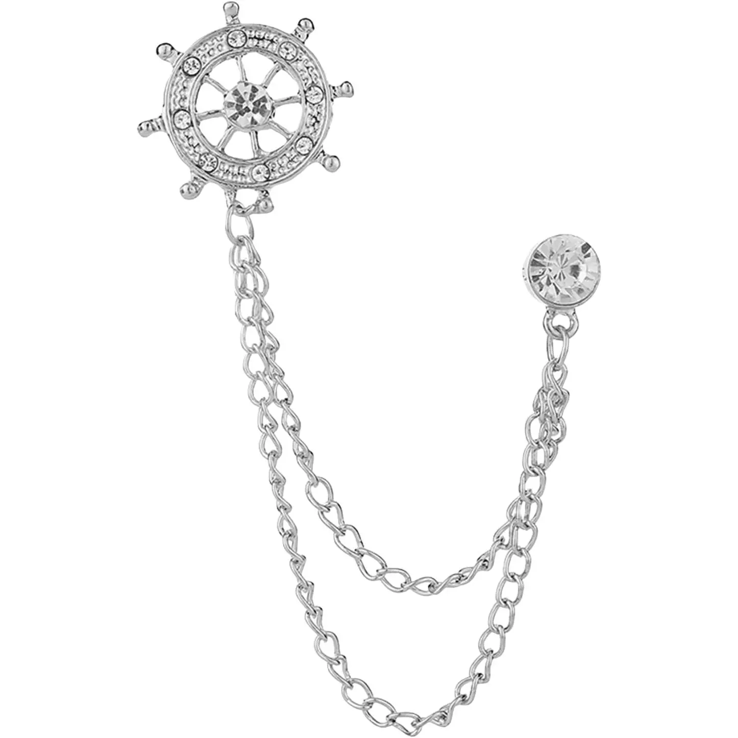 Badge Tassel Brooch  and  Elegant Anchor Rotating Sue Chain Brooch Rhinestone Badge Brooch West Decorative  Lapel Pin Men's Suit Tuxedo  Accessories