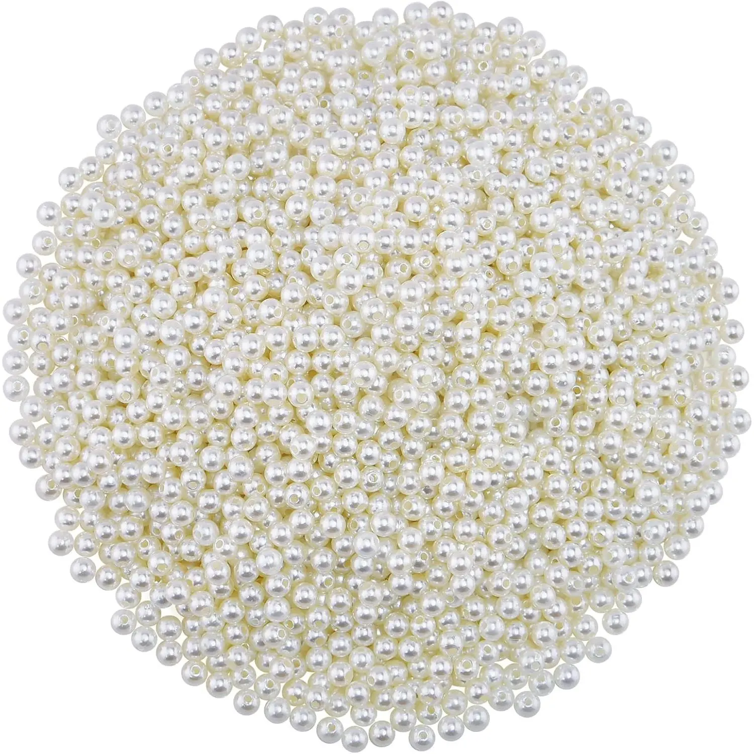 1000 Pack 6mm Plastic  Beads, Round Artificial  with Hole for DIY Craft  Making Necklace Bracelet (Beige)