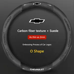 38cm Car Steering Wheel Cover Carbon Fiber Embossed Anti-Slip Printing Protector Fits For Chevrolet Aveo Bolt Onix Cruze Spark Cavalier Colorado Lacetti Trailblazer Silverado Tahoe Traverse