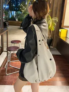 Korean Style Nylon Unique Design Underarm One Shoulder Tote Bag, Versatile Fashion Oversized Soft Fabric Hobo Bag Large Capacity Handbag Daily Commuter Casual Purse for Women